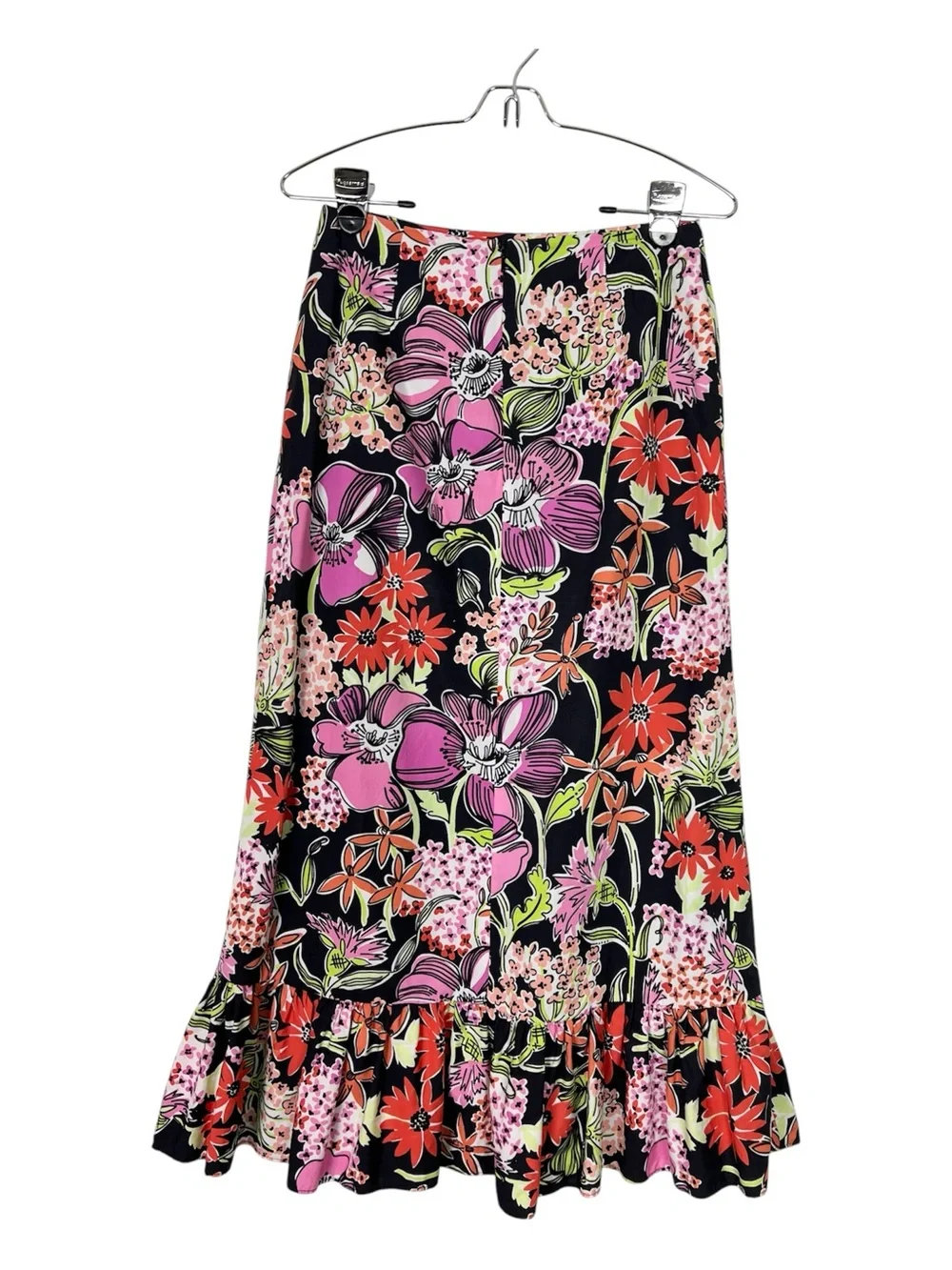 Lilly Pulitzer Black Flower Market skirt size 2 ALine with‎ ruffled hem